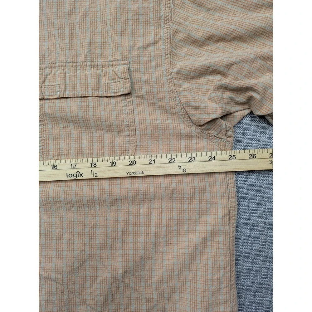 The North Face Shirt Mens 2XL Beige Check Short Sleeve Button Up Hiking Outdoor